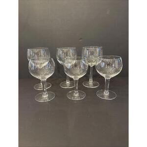 Set Of 6 Clear 6 1/8” (3) Wine Golbets/ Glasses And 5 1/8” (3) Wine Glasses